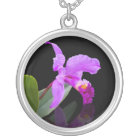 Orchid on Black Necklace