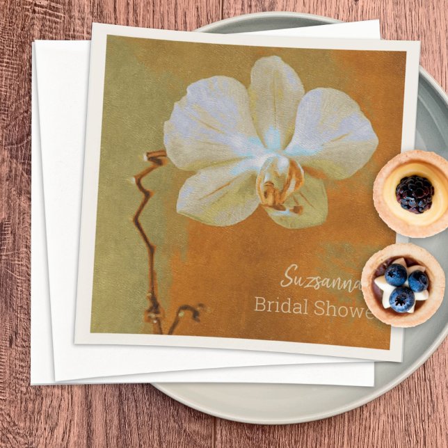 Orchid On Orange Texture Custom Bridal Shower Napkins (Creator Uploaded)