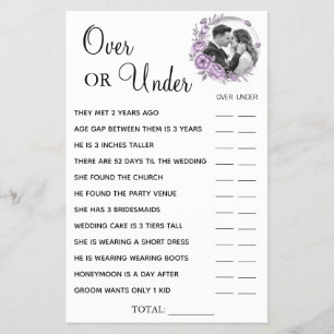 Orchid Over or Under Bridal shower game card Flyer