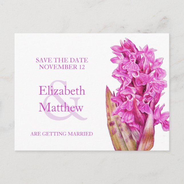 Orchid painted flower save the date card (Front)