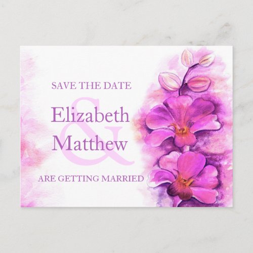 Orchid painted flower save the date card