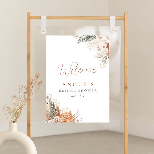 Orchid  Pampas Grass Bridal Shower Welcome Sign