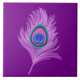 Orchid Peacock Feather on Amethyst Purple Ceramic Tile