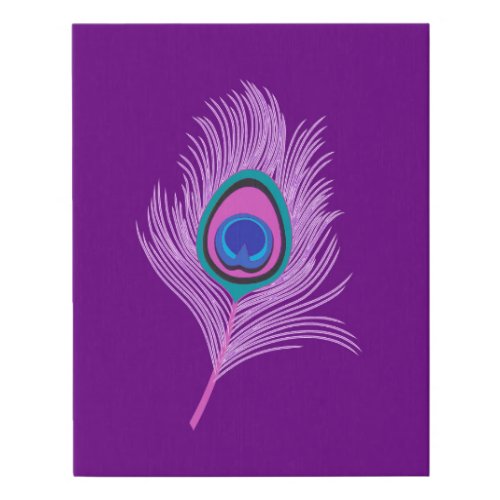 Orchid Peacock Feather on Amethyst Purple Faux Canvas Print