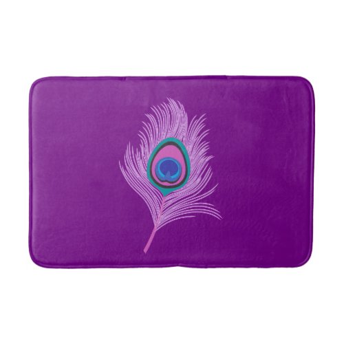 Orchid Peacock Feathers on Amethyst Purple  Bath Mat
