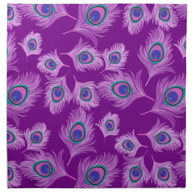 Orchid Peacock Feathers on Amethyst Purple  Cloth Napkin (Front)