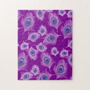 Orchid Peacock Feathers on Amethyst Purple Jigsaw Puzzle