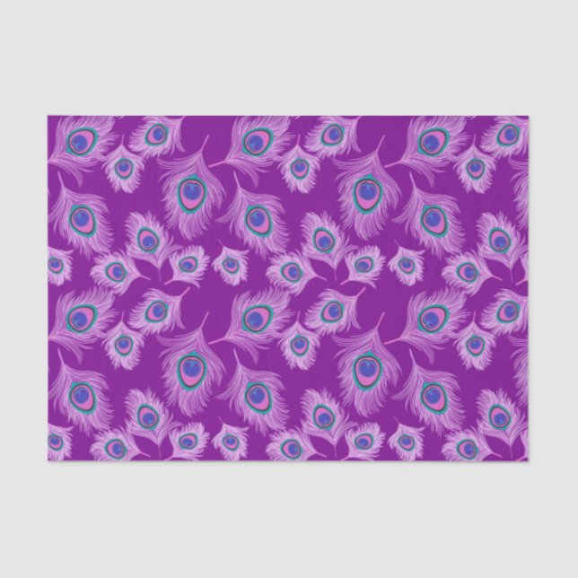 Orchid Peacock Feathers on Amethyst Purple Tissue Paper (Front)