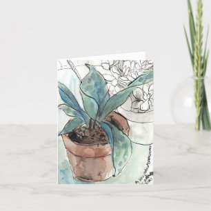 Orchid Pen & Ink sketch greeting Card