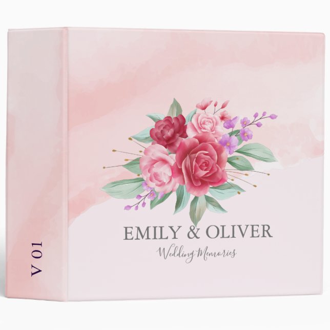 Orchid & peonies wedding bouquet 3 ring binder (Front/Spine)