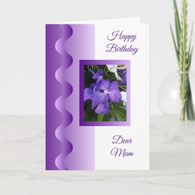 Orchid Personalised Mother Birthday Card (Front)