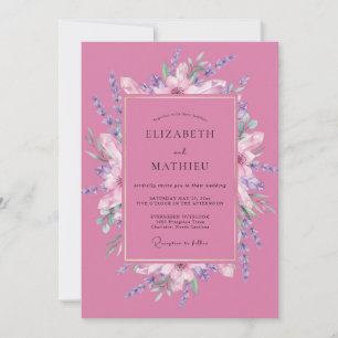Orchid Petal Wreath Wedding Invitation