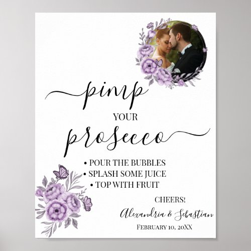 Orchid Pimp your Prosecco Bridal Shower Sign