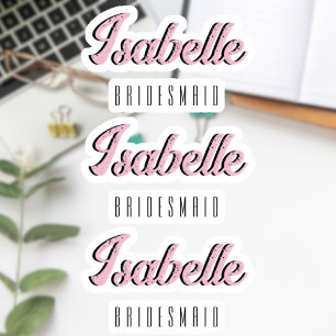 Orchid Pink 3D Funny Name Bridesmaid Sticker