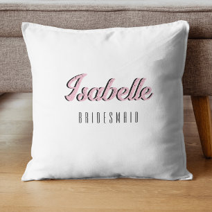 Orchid Pink 3D Funny Name Bridesmaid   Throw Pillow