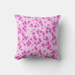 Orchid pink stars on a soft pink background throw pillow