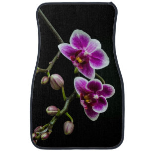 Orchid pink white color on black pale gentle car floor mat