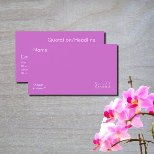 orchid pinkish purple business card