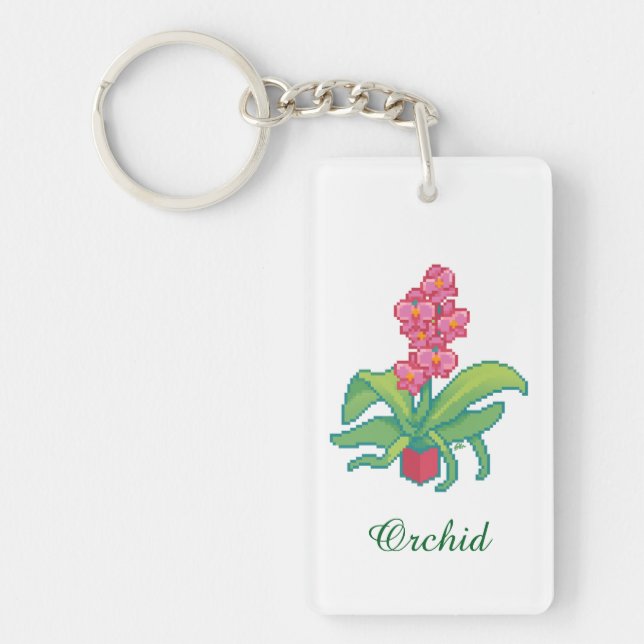 orchid pixelart, Pixel Art  Keychain (Front)