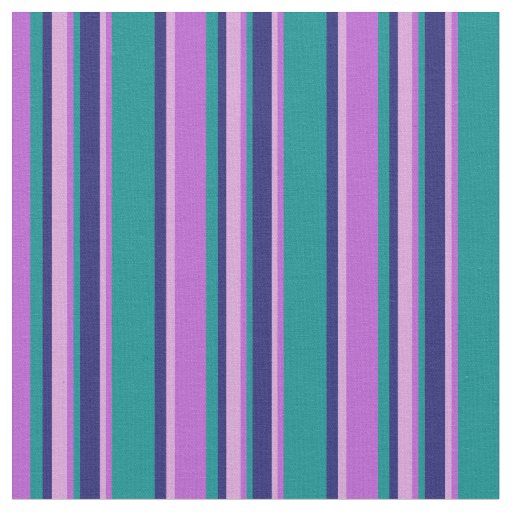 Orchid, Plum, Midnight Blue & Dark Cyan Lines Fabric