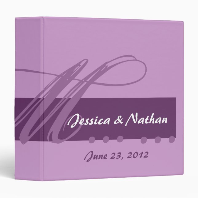 Orchid Plum Purple Wedding Monogram Planner Binder (Front/Spine)