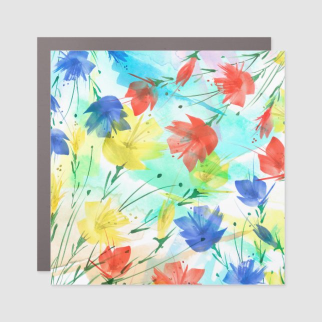 Orchid Poppy Peony Fashion Bouquet Car Magnet (Front)