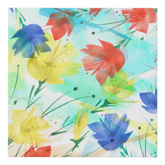 Orchid Poppy Peony Fashion Bouquet Faux Canvas Print (Front)
