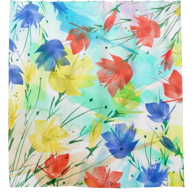 Orchid Poppy Peony Fashion Bouquet Shower Curtain (Front)