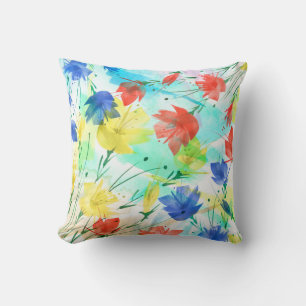 Orchid Poppy Peony Fashion Bouquet Throw Pillow