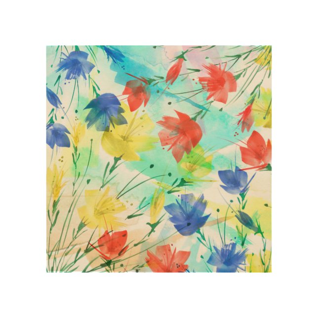 Orchid Poppy Peony Fashion Bouquet Wood Wall Art (Front)