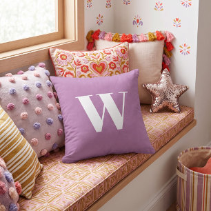 Orchid Purple Bold Minimalist Monogram Letter Throw Pillow