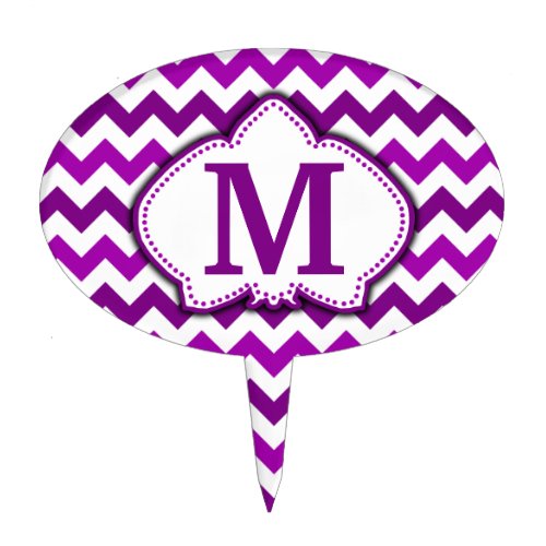 Orchid Purple Chevron Personalized Monogram Cake Topper