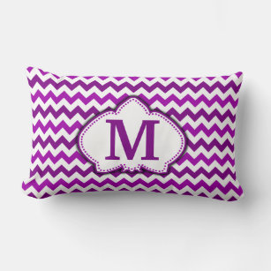 Orchid Purple Chevron Personalized Monogram Lumbar Pillow