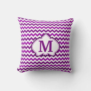 Orchid Purple Chevron Personalized Monogram Throw Pillow