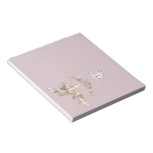 Orchid Purple Cupid Arrow of Love Heart Floral Notepad