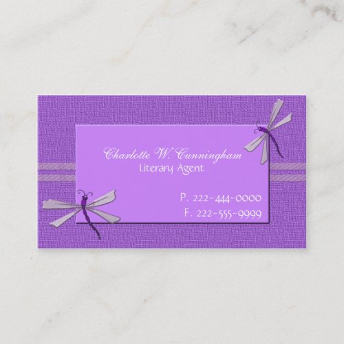 Orchid Purple Dragonflies Custom Business Card