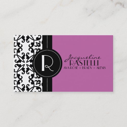 Orchid Purple Estate Damask Mommy Calling Card / Business Cards
