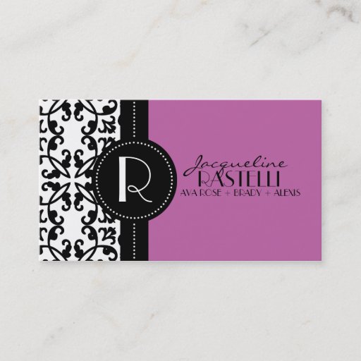 Customizable Orchid Purple Estate Damask Mommy Calling Card / Business Cards