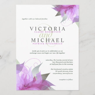 Orchid Purple Floral Wedding Invitations