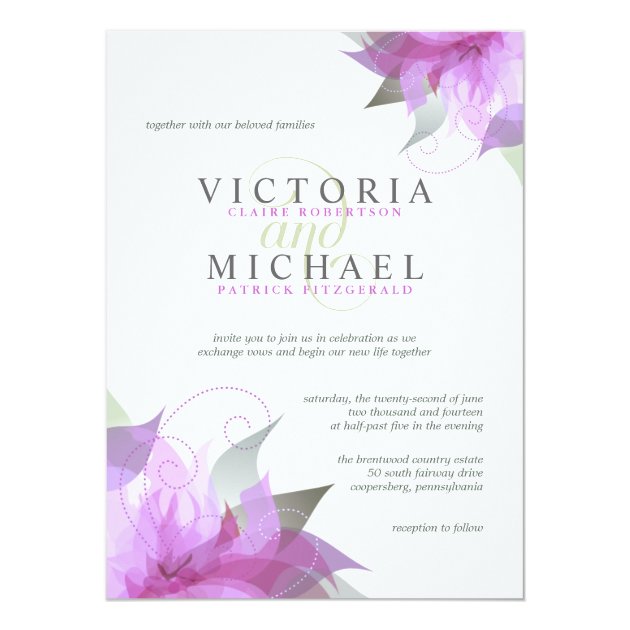 Orchid Purple Floral Wedding Invitations