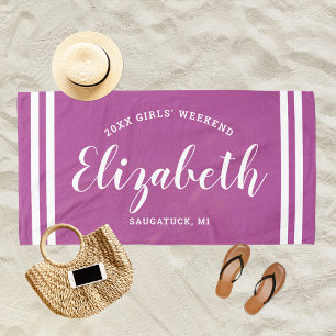Orchid Purple Girls Weekend Personalized Name Beach Towel