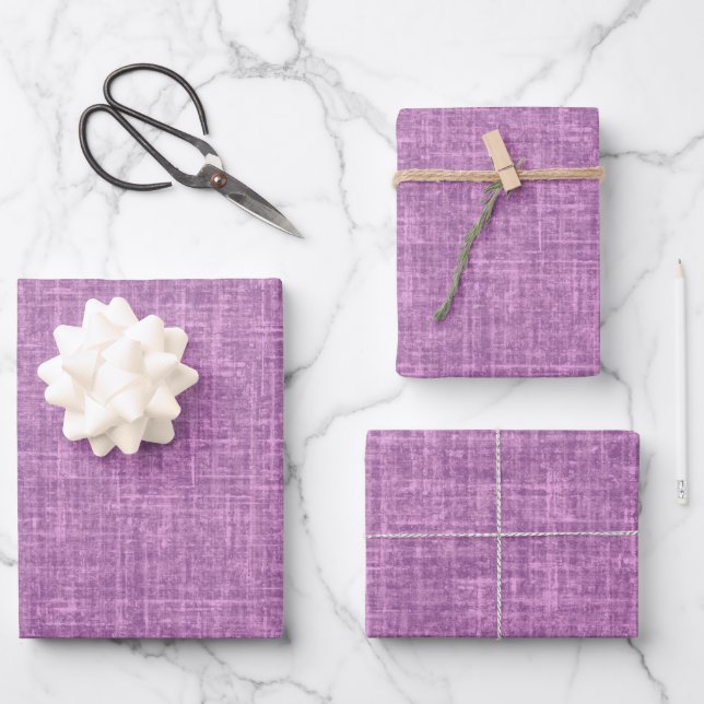 Orchid Purple Linen Wrapping Paper Sheets (Front)