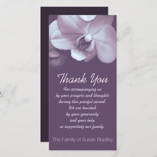 Orchid Purple Sympathy Thank you Photo Card