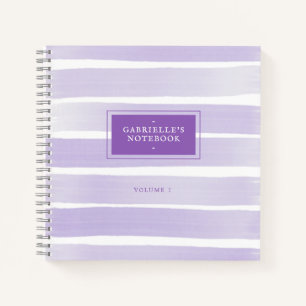 Orchid Purple Watercolor Stripe Personalized Notebook