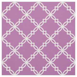 Orchid Purple, White Fancy Moroccan Quatrefoil Fabric
