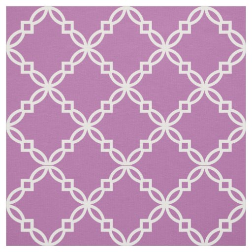 Orchid Purple, White Fancy Moroccan Quatrefoil Fabric