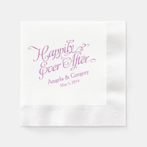 Orchid Purple White Happily Ever After Wedding Paper Napkins