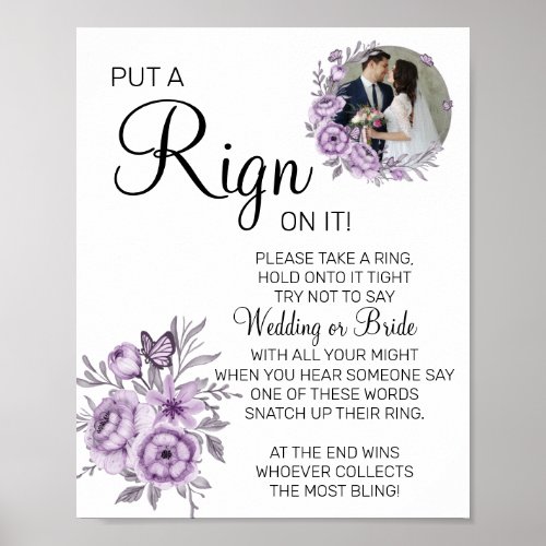 Orchid Put a Ring bridal shower game sign
