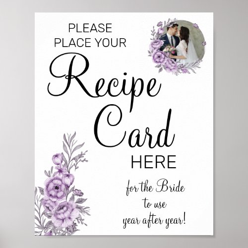 Orchid Recipe Cards bridal shower game sign