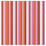 [ Thumbnail: Orchid, Red, Maroon & Mint Cream Colored Stripes Fabric ]